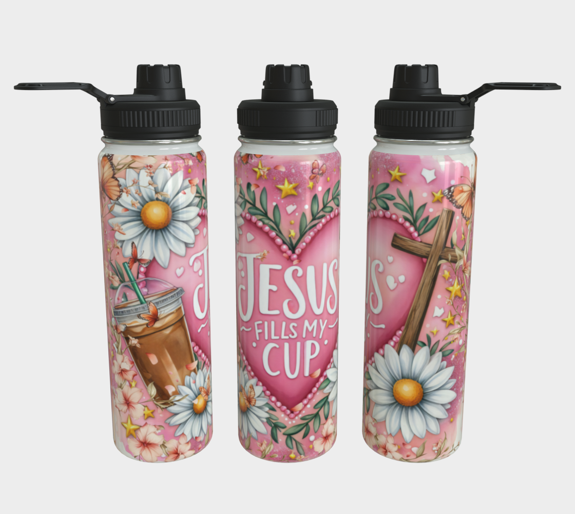 Jesus Fills My Cup Stainless Steel 24 oz Water Bottle
