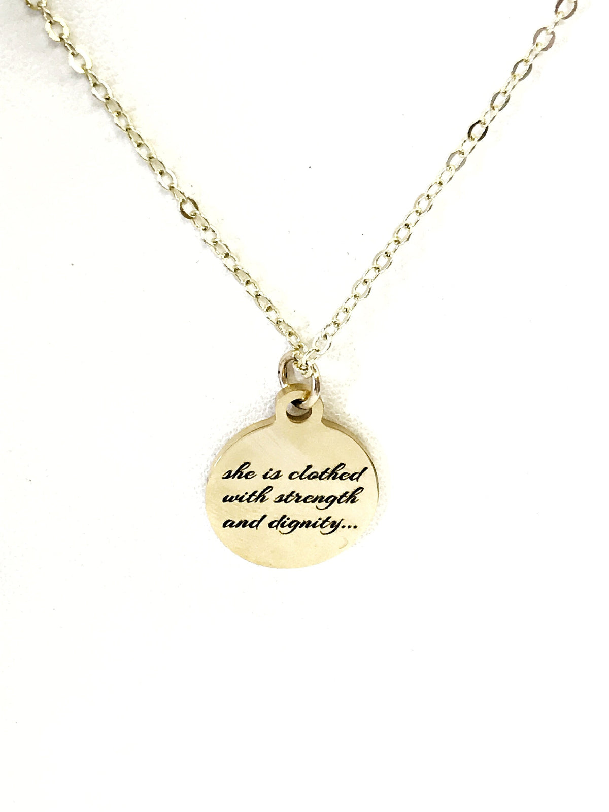 Christian Gift, Christian Necklace, Christian Woman Gift, She Is Clothed With Strength And Dignity Necklace, Gift For Her, Proverbs 31 25