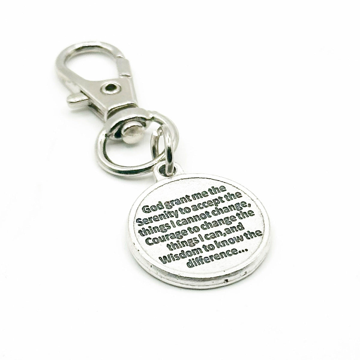 Serenity Prayer Clip On Charm Faith Gift Recovery Inspiration Silver Plated Prayer Charm Christian Encouragement Gift