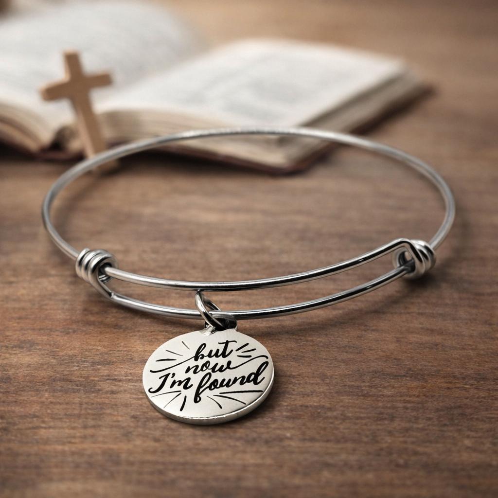Luke 15 24 But Now I'm Found Bracelet Stainless Steel Faith Bracelet Christian Gift Expanding Bangle Jewelry