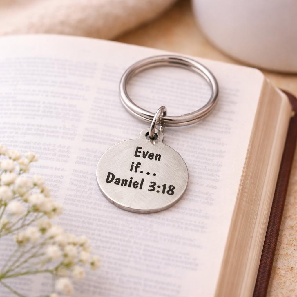 Even If Daniel 3 18 Faith Charm Keychain Christian Scripture Keyring Gift