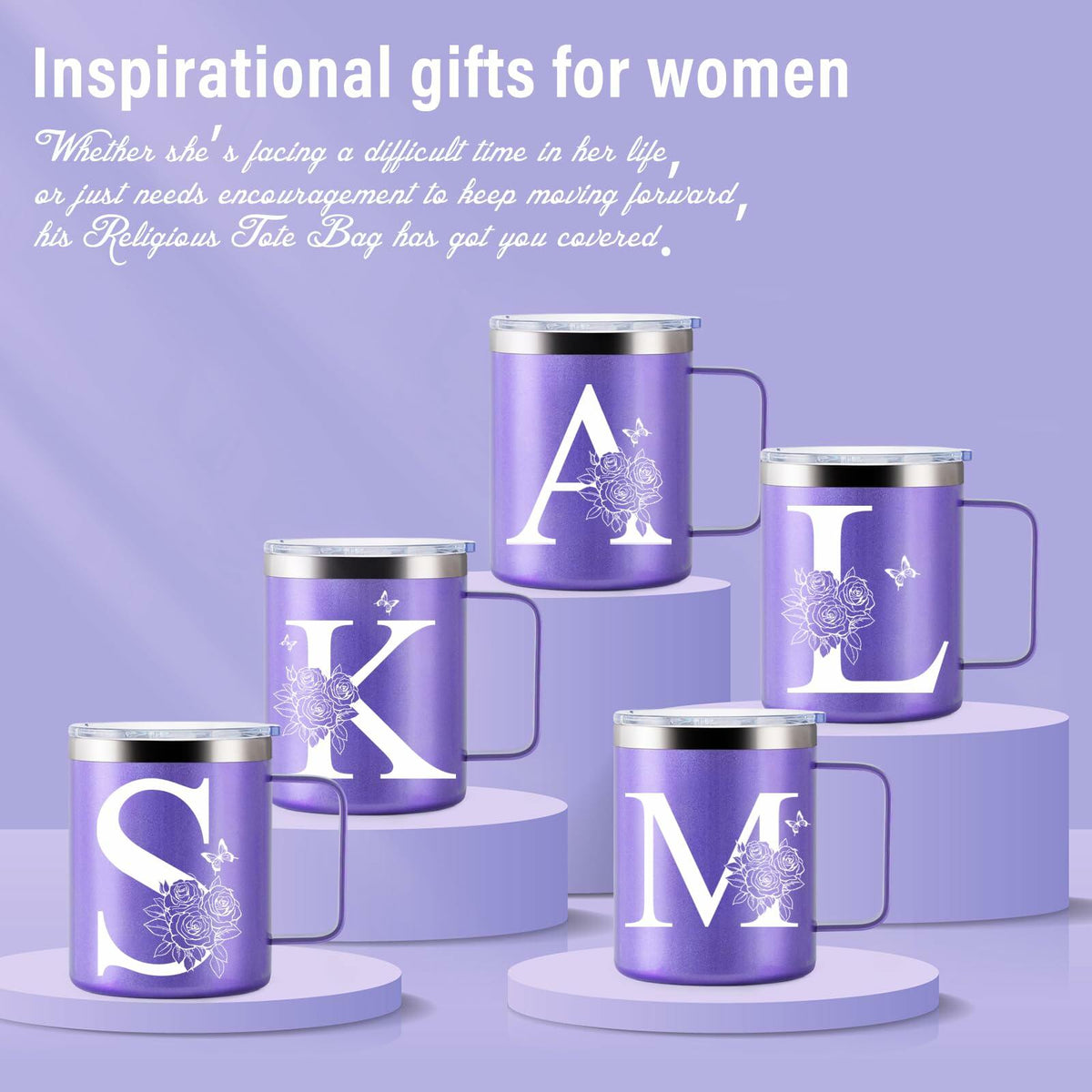 Culaiwan Christian Gifts Women 12oz 'You Are' Tumbler Mug Purple-R